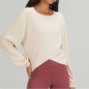 lululemon athletica cross overCream Crew Neck Sweater